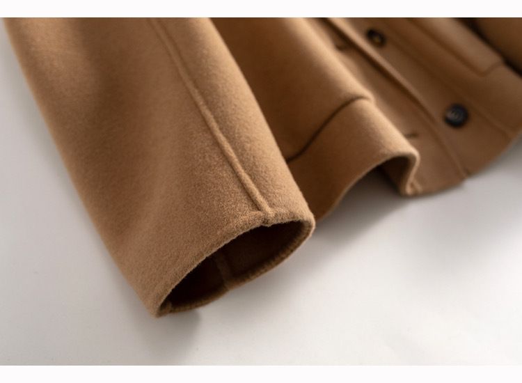 Women's Clothing quality double sided wool coat with hood and short button for women_autovado.com