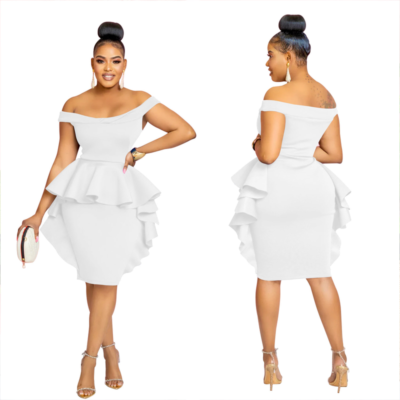 Women's solid color sleeveless ruffle skirt dress for women_autovado.com