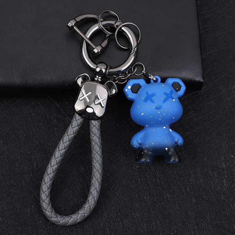 Chameleon Bear Keychain Braided Rope Car Keychain Female Cartoon Bear Creative Couple Exquisite Bag Pendant_autovado.com