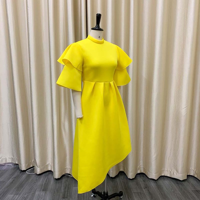 Women's Clothing women's new style double half turtleneck solid color large swing evening dress large size dress_autovado.com