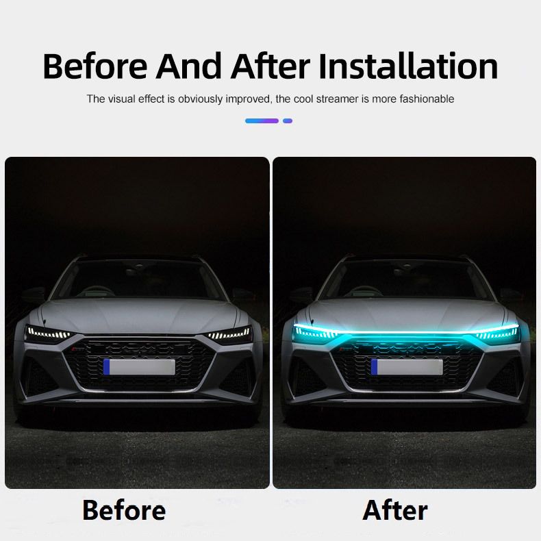 12V Start Scan Lighting Daytime Running Hood Strip Waterproof Car DIY Neon Through Light_autovado.com