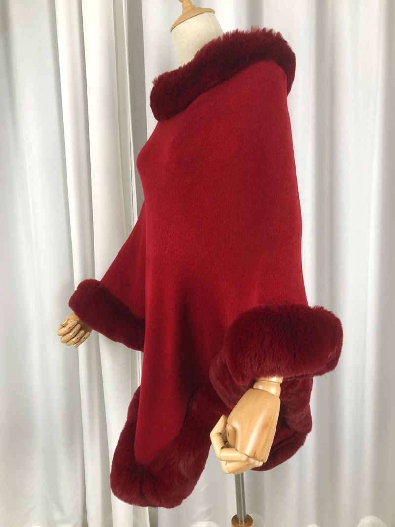 Women's Clothing 2023 autumn and winter new women's clothing shawl tassel cape fur collar pullover sweater women_autovado.com