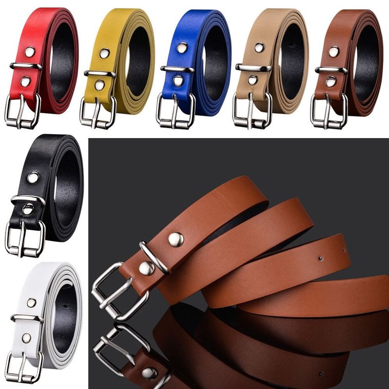 HOT Boys Girls Design Vintage Retro Pin Buckle Waistband Trouser Dress Belts Children Leather Belt Thin Waist Strap_autovado.com