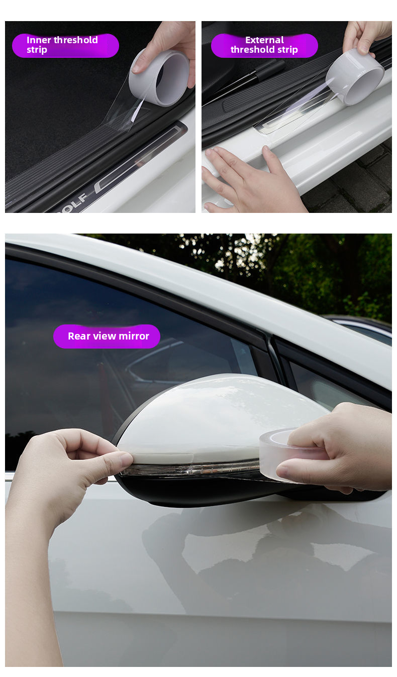 Car Threshold Anti Stepping Sticker, Car Mounted Invisible Transparent Bumper, Anti-collision Strip, Body Protection,_autovado.com