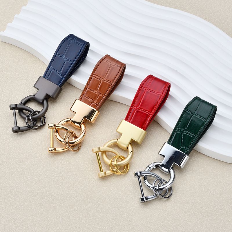 Simple Leather Bag Pendant Creative Horseshoe Buckle Leather Key Accessories New Fashion Leather Rope Car Key Chain_autovado.com