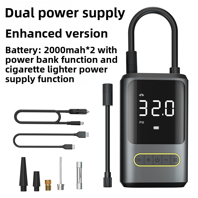 Mini Portable Car Air Pump Bicycle Electric Tire Inflator Handheld Wireless Charging Digital Display_autovado.com