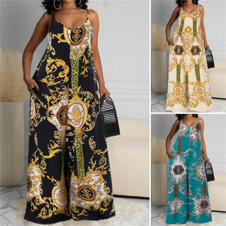 Women's Clothing new casual printed backless sexy jumpsuit_autovado.com