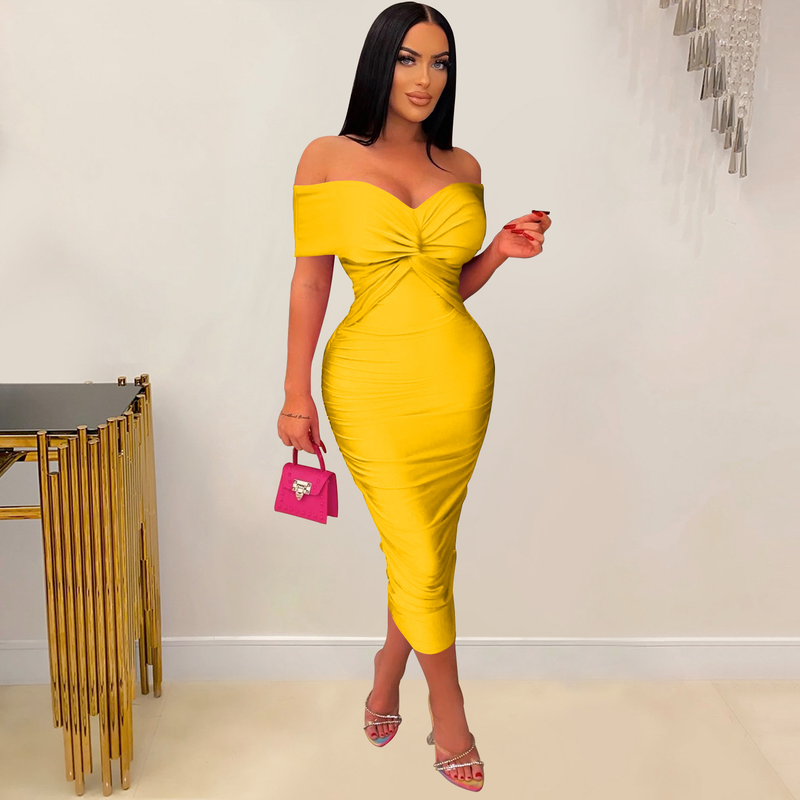 Women's solid color pleated sleeveless long skirt tube top dress_autovado.com