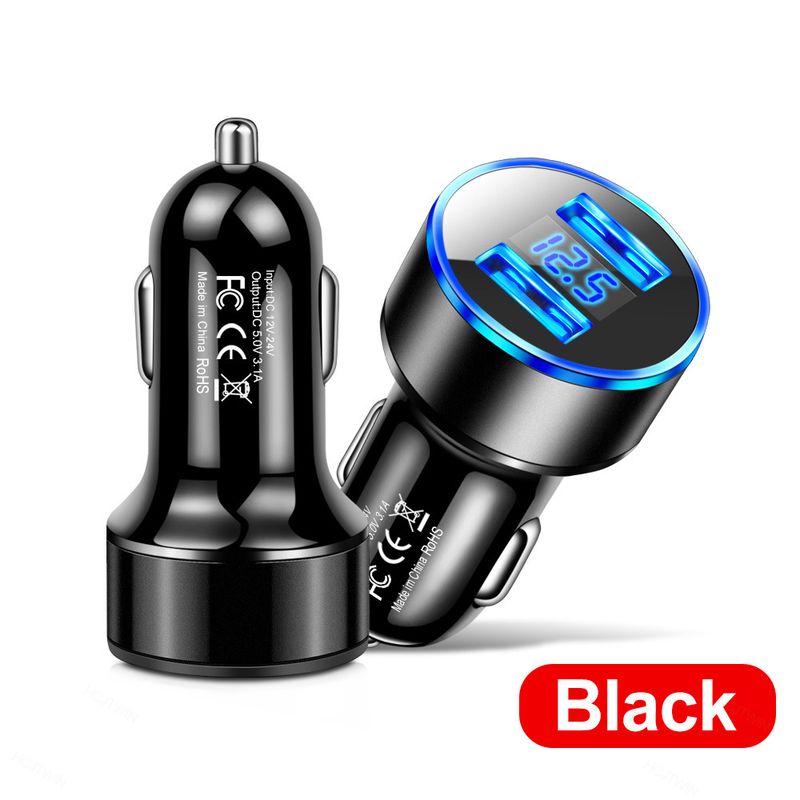 One To Two Cigarette Lighter Fast Head Multifunctional Flash Charging Aluminum Alloy LED Digital Display Car Charger_autovado.com