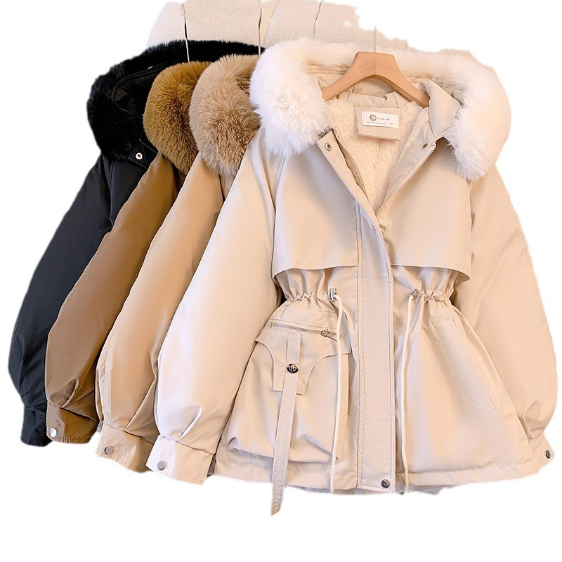 Women's Winter Jacket Fashionable and Versatile Plus Velvet Thick Fur All-in-One Jacket_autovado.com