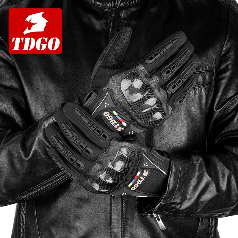 Motorcycle Gloves – All-Season Riding Gloves (Touchscreen, Anti-Slip, PE/Alloy/Carbon Shell, M/L/XL, Black/Red/Green)_autovado.com