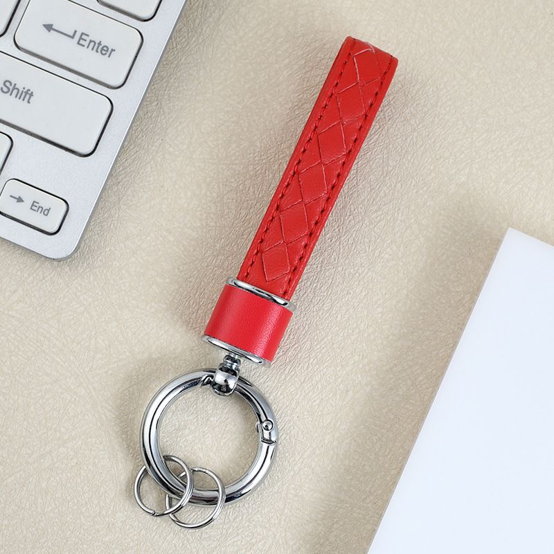 Version Car Keychain Diamond Pattern Leather Rope Luggage Pendant Fashion Couple Metal Key Chain Female Pendant_autovado.com