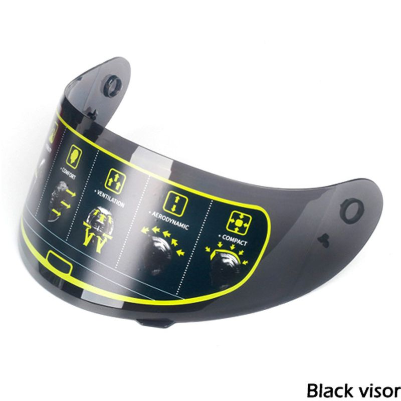 0700E Full Face Helmet Visor - Anti-Fog, High Clarity, UV Protection (Smoke, Tinted, Clear Options) With Rear Spoiler (Black/Clear)_autovado.com