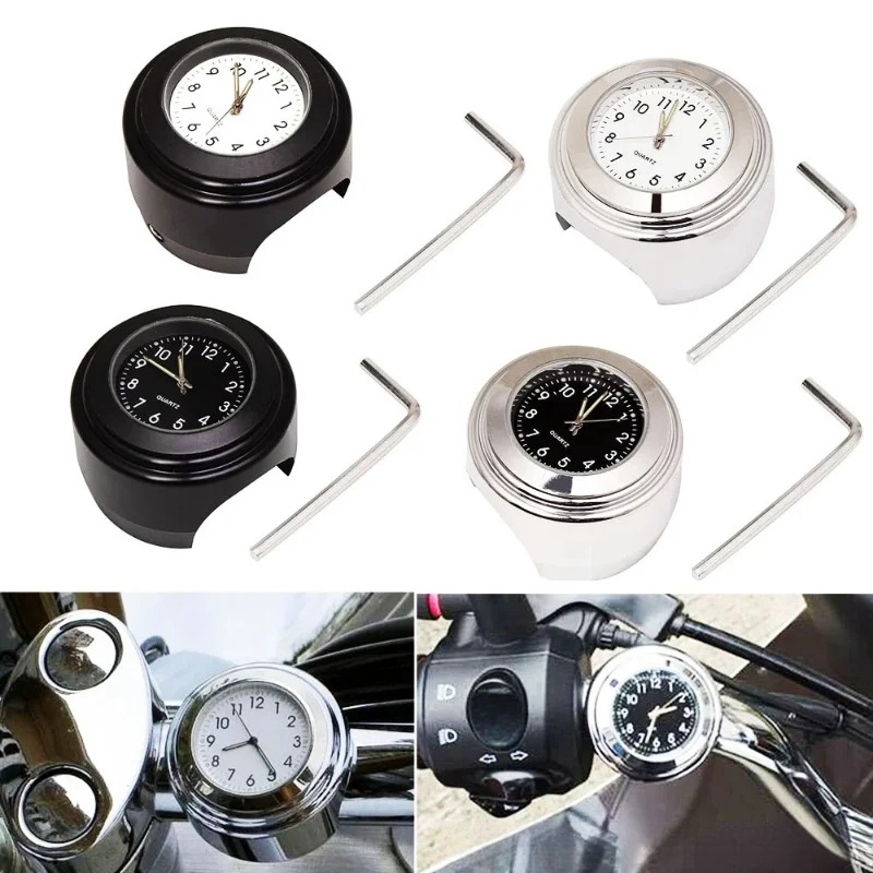 Dustproof Quartz Aluminum Alloy Motorcycle Luminous Time Table Universal Car Handlebar Clock_autovado.com