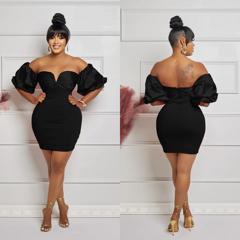 Women's Clothing fashion women's solid color short-sleeved pleated backless skirt dress_autovado.com