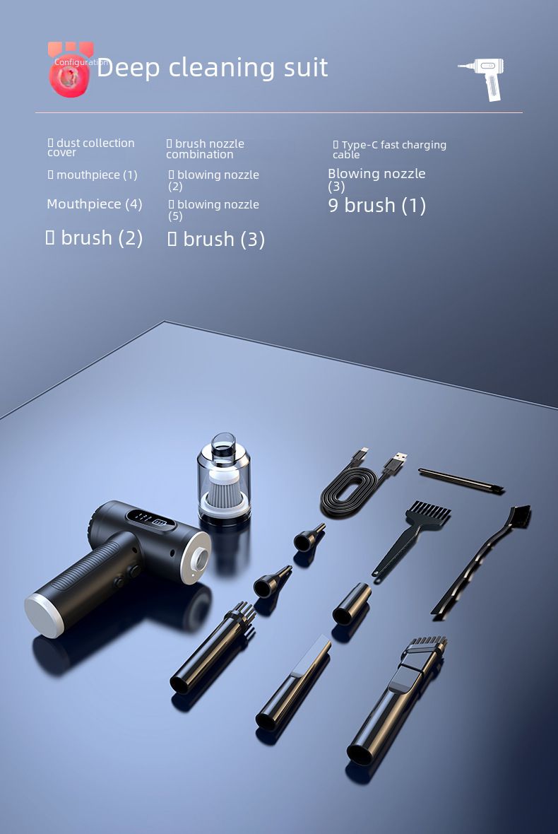 New dust blower blowing and suction integrated handheld high power 50000RPM portable vacuum cleaner for car with digital display_autovado.com