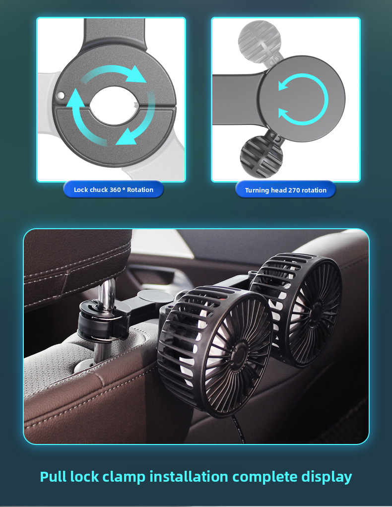 F4207 Rear Dual Head Fan USB Car Vehicle Use_autovado.com