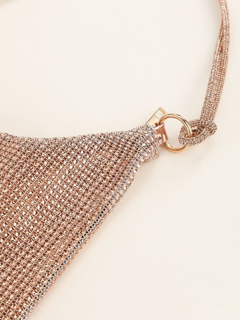rhinestone knotted armpit bag diamond-studded trendy niche shoulder evening bag_autovado.com