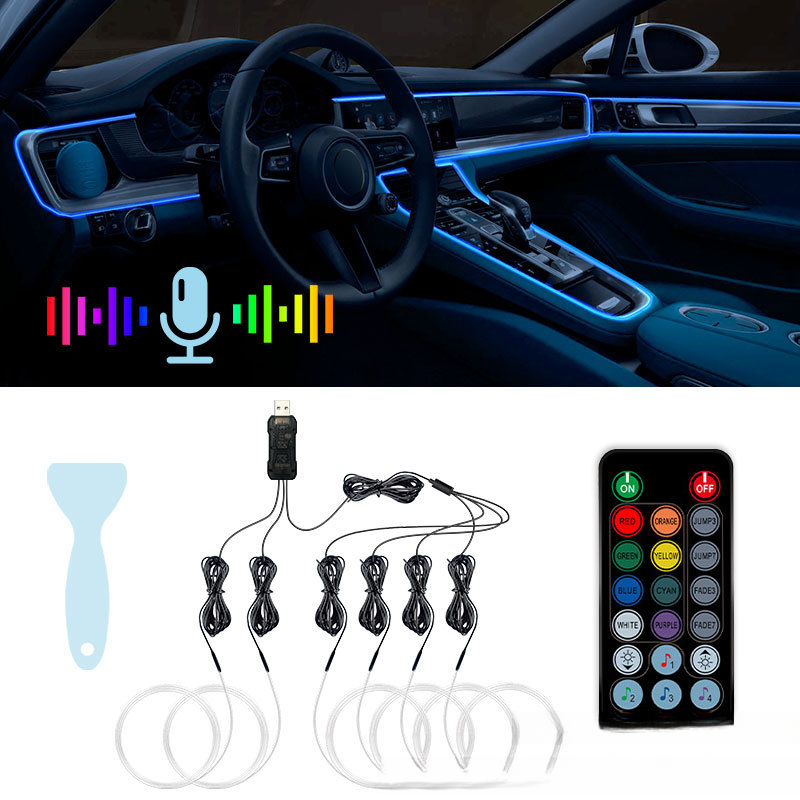 Car Atmosphere Interior Modification USB Sound Cold Colorful Remote Control Wireless Guide Rhythm Light Strip_autovado.com