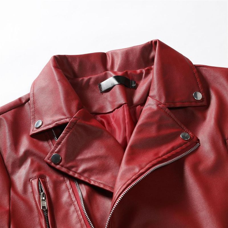 Men's PU Leather Jacket Men's Stand Collar Punk Motorcycle Leather Jacket_autovado.com