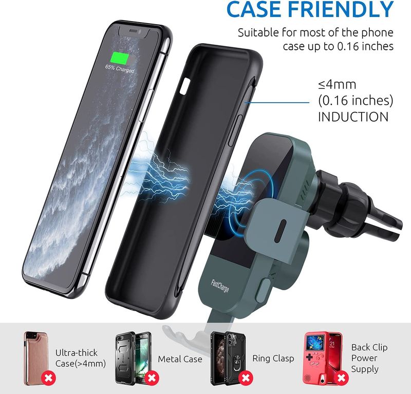 Car Wireless Charger 15W Fast Charging Automatic Clamping Car Charger Phone Holder Windshield_autovado.com