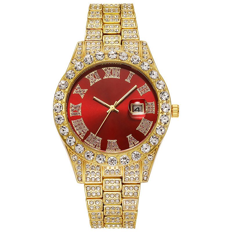 Men's And Women's Watch Steel Band Hiha Roman Scale Diamond Calendar Student Quartz Wristwatch_autovado.com
