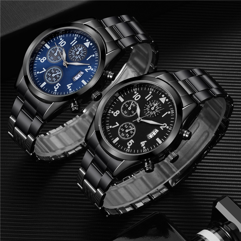 Steel band luminous calendar men's business fashion watches multi-functional sports watches men's_autovado.com