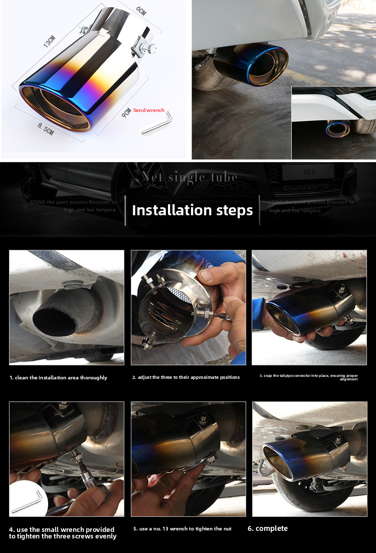 Stainless Steel Muffler Gas Cover Decoration Single Car Exhaust Pipe Universal Tail Throat_autovado.com