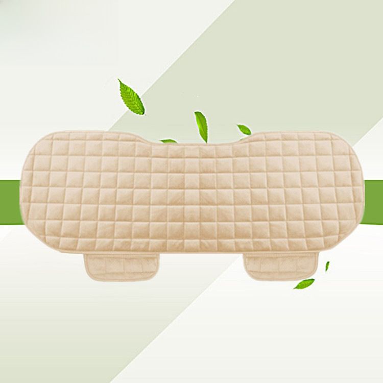 Winter car seat cushion no backrest square embroidered plush tie-free warm three-piece front and rear row single seat cushion_autovado.com