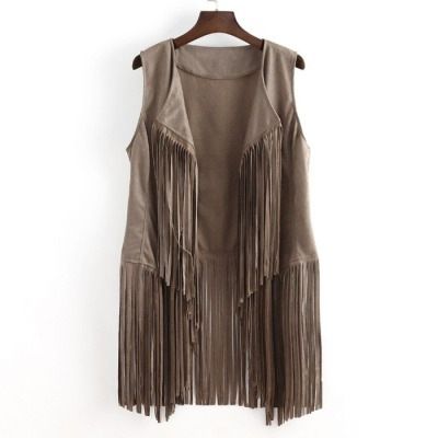 Slim slim sleeveless vest with fringe clip for women_autovado.com