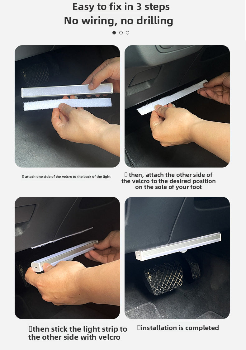 LED Ambient Car Interior Modification Decoration Wireless No Wiring Automatic Intelligent Sensor Footwell Light_autovado.com