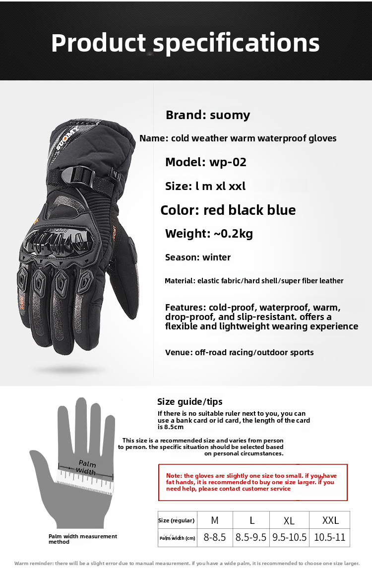 Winter Motorcycle Waterproof Warm All-Season Riding Motorbike Rider Anti-Fall Off-Road Thickened Long Gloves For Men_autovado.com