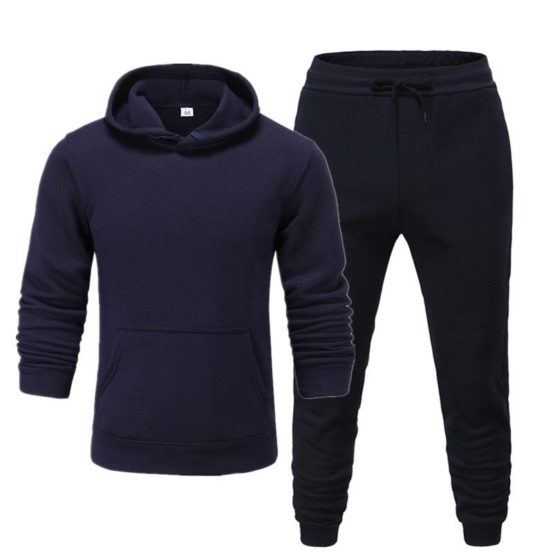 Men's Clothing men's casual sports fitness solid color sweatshirt suit hooded sweatshirt_autovado.com