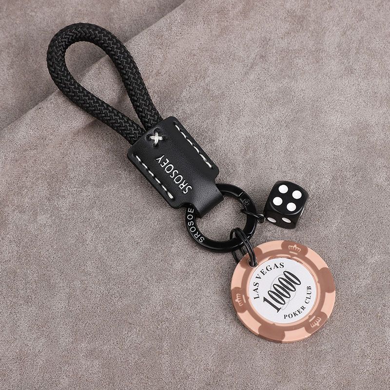 High Grade Original Cowhide Good Luck Chips Car Keychain Pendant Couple Personality Men And Women Bag Pendant Ring Chain Trend_autovado.com