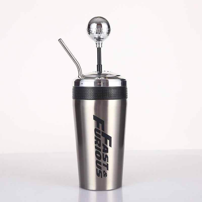Car Cup Holder Bottle - 500ml With Straw_autovado.com