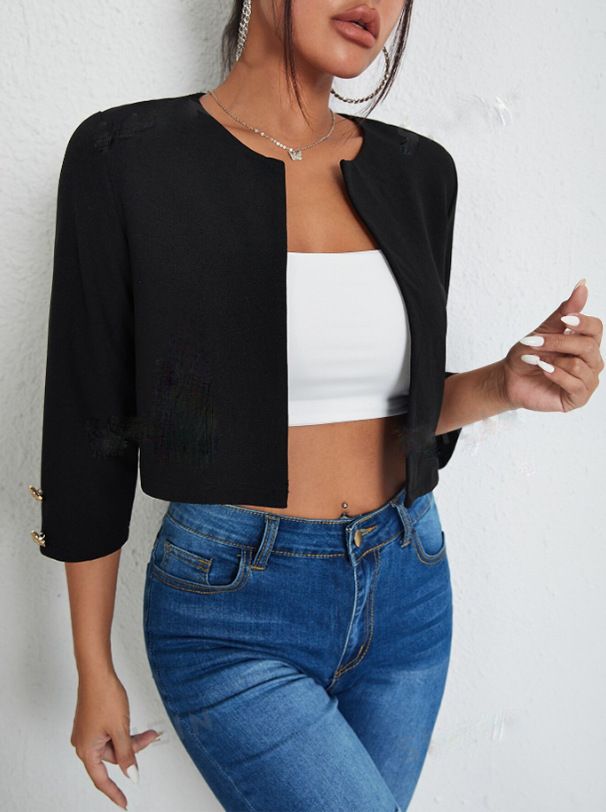 Women's Clothing Fashion Casual Temperament Commuter Niche Top Round Neck Jacket _autovado.com