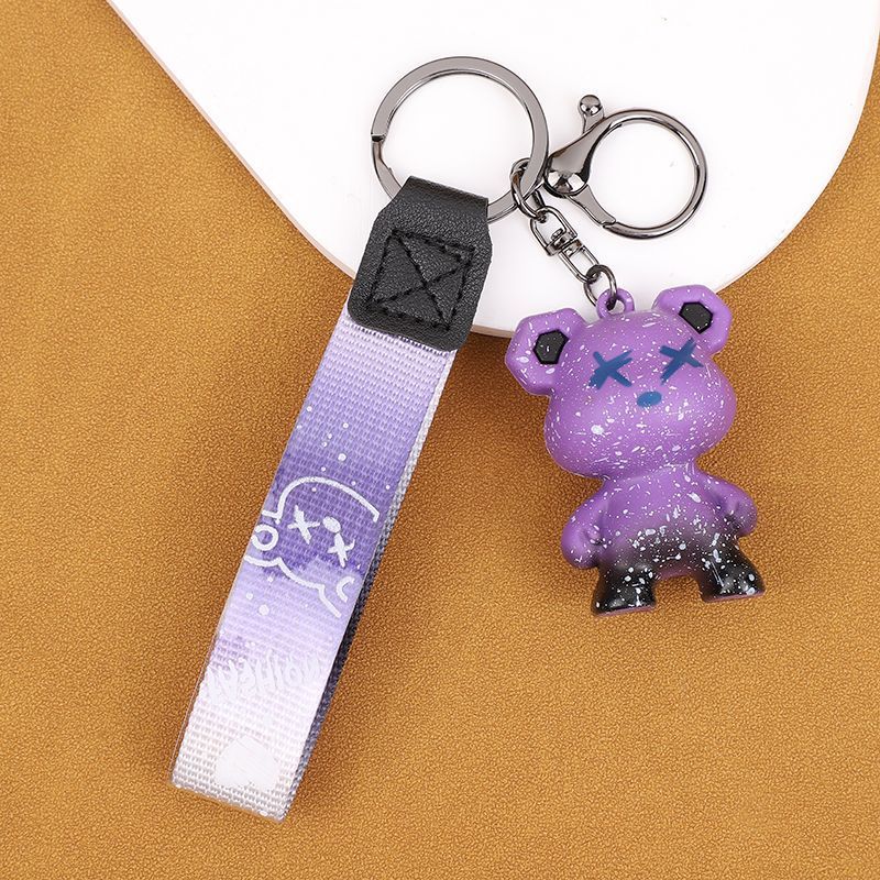 Chameleon Bear Keychain Flip Fur Car Keychain Female Cartoon Bear Creative Couple Exquisite Bag Pendant_autovado.com