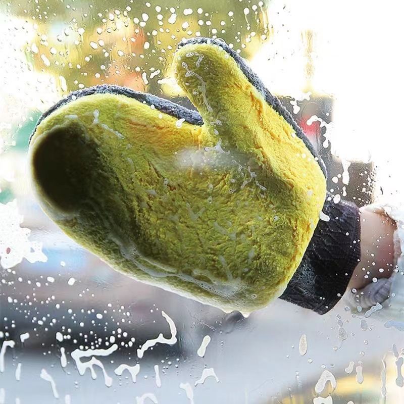 Coral Wash, Bear Paw Gloves, Wiping Cloth, Wash Towel, Double-sided Velvet Thickened Car Cleaning And Beauty Tools_autovado.com