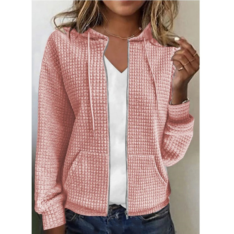 Women's Clothing zipper hooded cardigan long sleeved sweater jacket_autovado.com