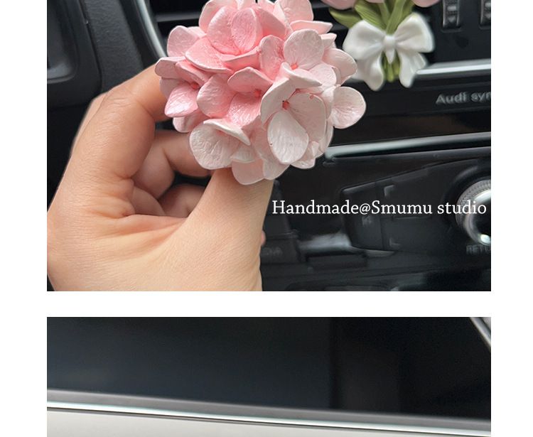 Pink Embroidered Ball Float Carrying Aromatherapy Stones Girls, Interior Accessories For Cars, Air Vents, Instagram_autovado.com