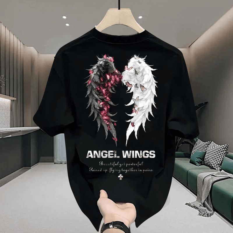 Men's Clothing style handsome heavy short sleeved T shirt for young men and women in summer new ins street loose round neck top_autovado.com