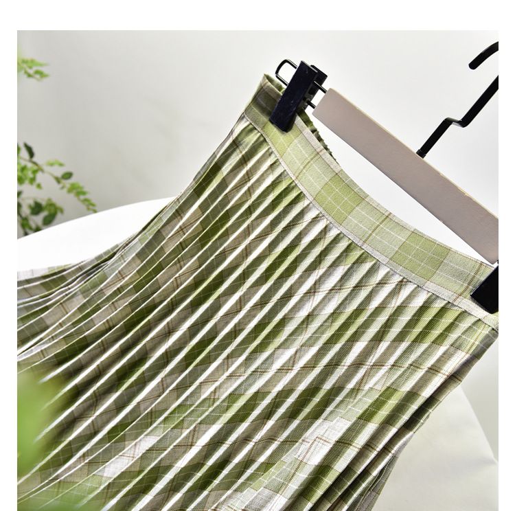 Women's Clothing Chic temperament slim plus size pleated skirt autumn and winter new high waist A line skirt women's medium and long_autovado.com