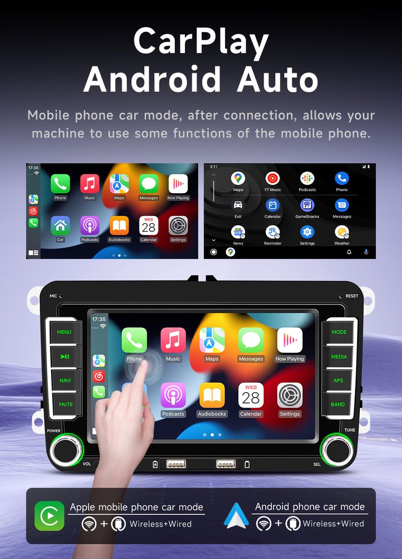 Suitable For Volkswagen Android Car Stereo With Wireless CarPlay - HD Touchscreen Navigation System_autovado.com