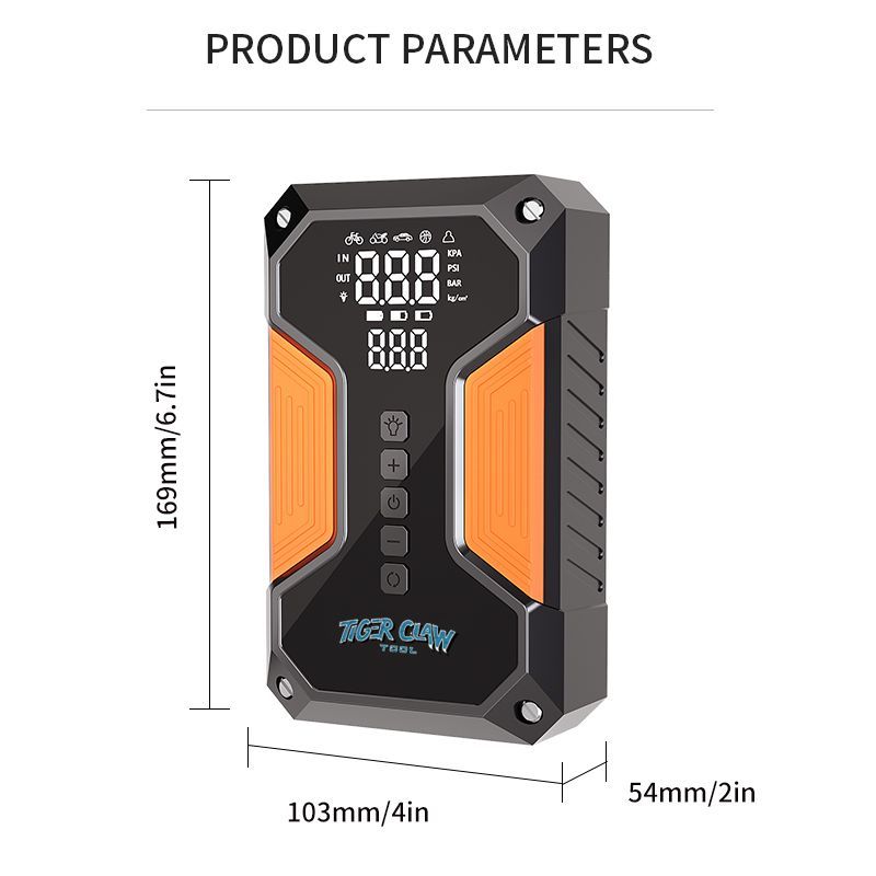 4 In 1 Tiger Claw Tool Jump Starter Air Pump Car Jumper Train Power Bank_autovado.com