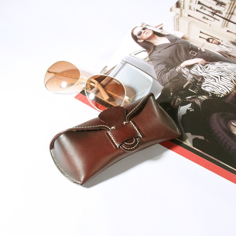Unisex Cowhide handmade glasses case Vintage glasses with tanned tree paste glasses case_autovado.com