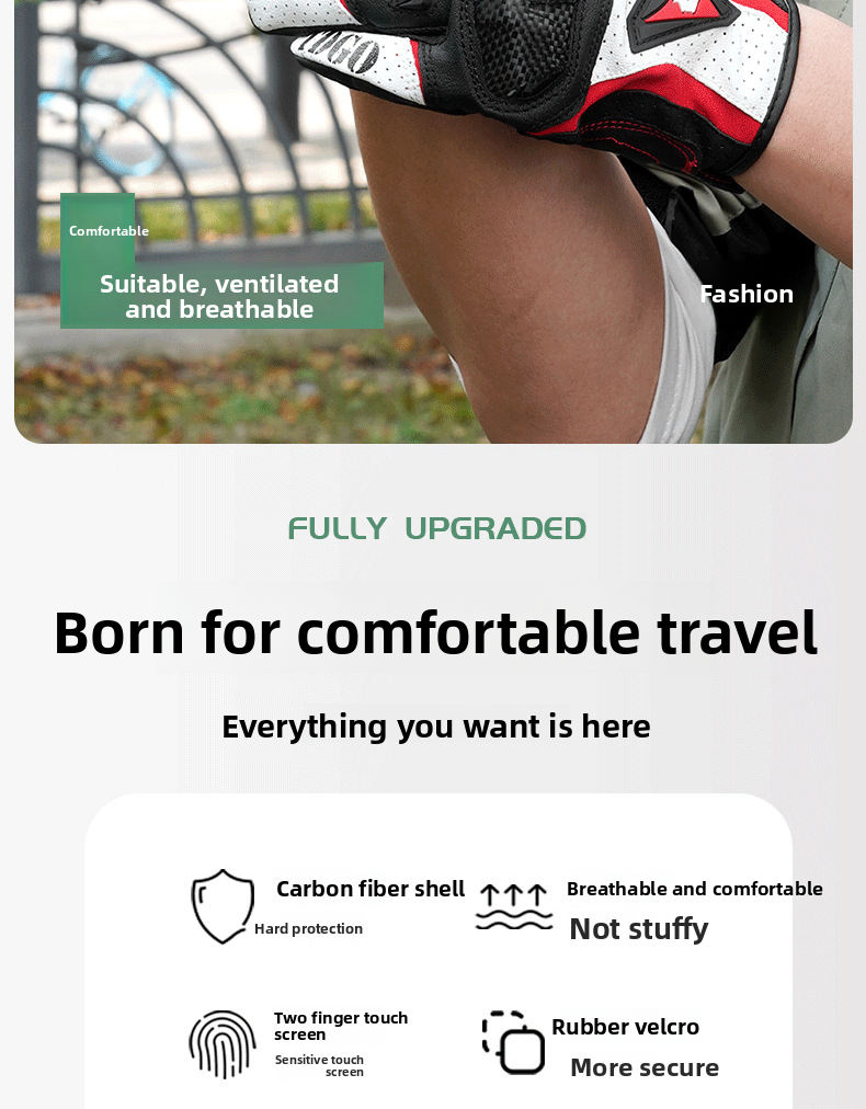 Accessories Riding Genuine Leather Gloves For Men Carbon Fiber Electric Bike Motorcycle Protective Gear Summer Anti-drop_autovado.com