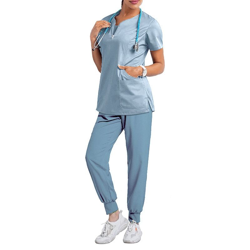 Women's ready-to-use oral dentist surgical gown split toiletry suit elastic quick-drying hospital nurse uniform_autovado.com