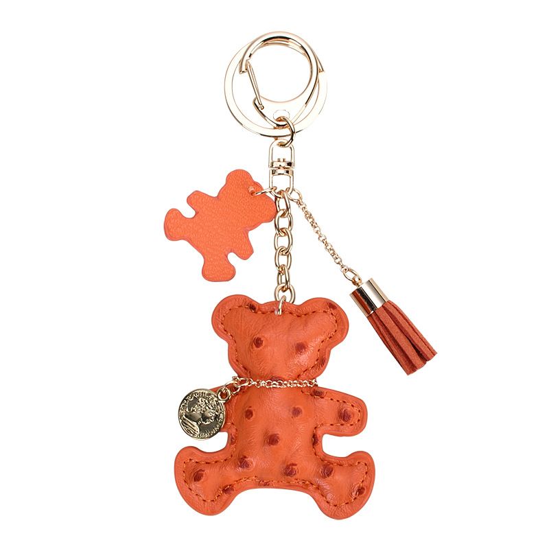 Ins Style Cute Necklace Bear Leather Key Pendant Creative Cartoon Ladies Bag Car Key Chain_autovado.com