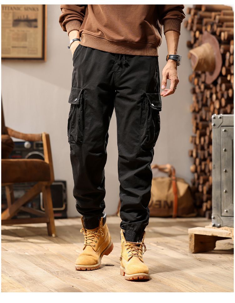 Japanese retro design overalls trousers casual trousers men's 2024 new versatile simple high street fashion loose_autovado.com