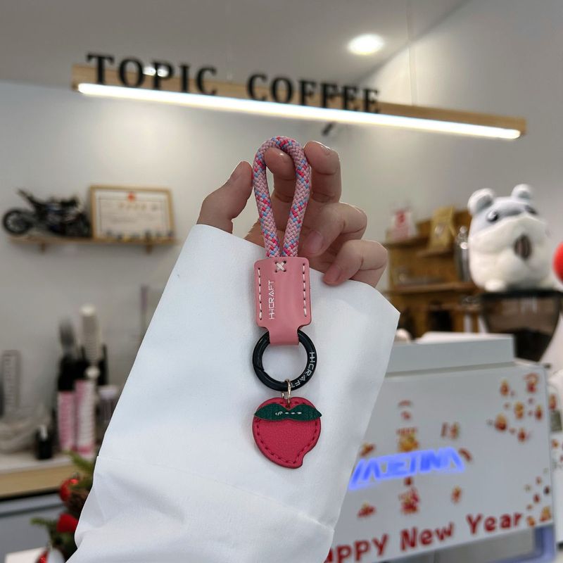 Genuine Cowhide Braided Rope Keychain Pendant High Quality Car Keychain Ring Men And Women Hand Rope School Bag Pendant_autovado.com